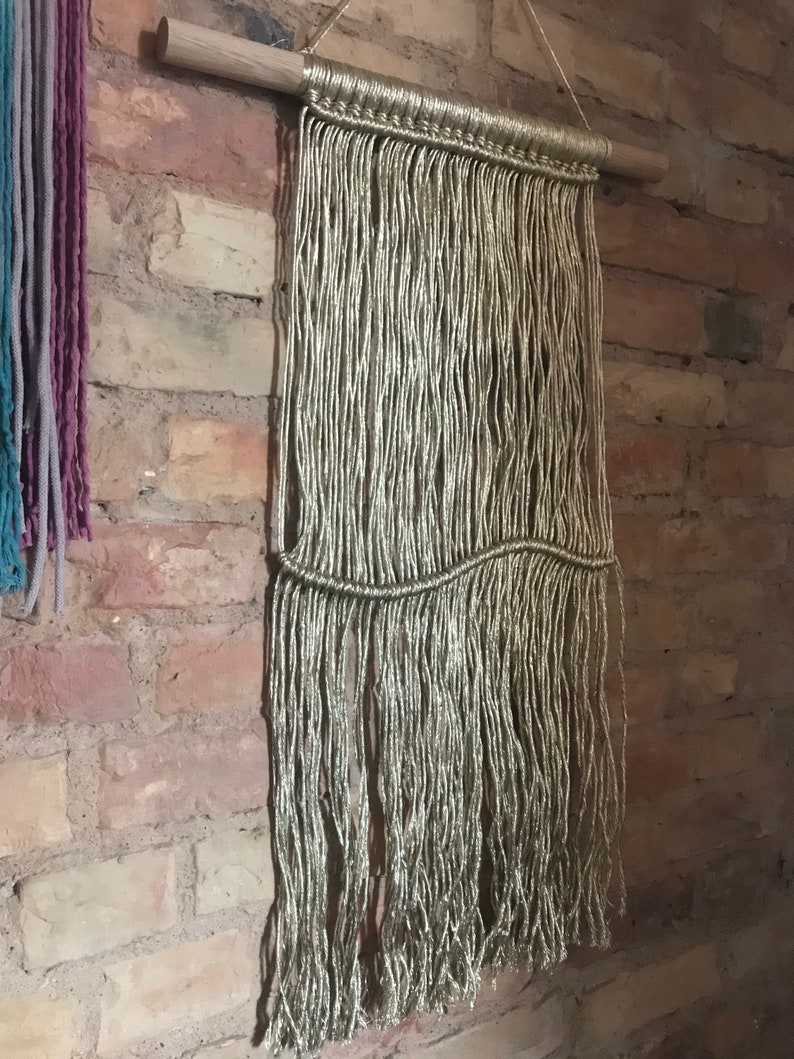Large Gold Macrame Wall Hanging 21x33 54x84cm Gold Cord Etsy