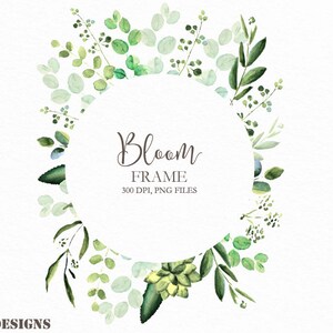 png iu150 Green Leaves frame watercolor leaves watercolor clipart clip art watercolor Watercolor frame printable wreath leaf wreath