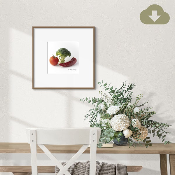 Vegetables minimalist photo, Vegetables printable art, Vegetables kitchen wall art, Food fine art photography, Gift for vegans