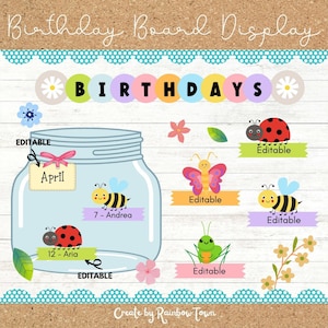 Jar Bug Birthday Bulletin Board Kit Spring Birthday Display Editable