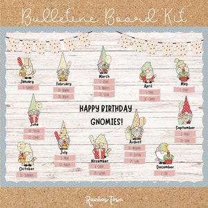 Gnomes Birthday Bulletin Board Kit Classroom Birthday Display Editable for student names
