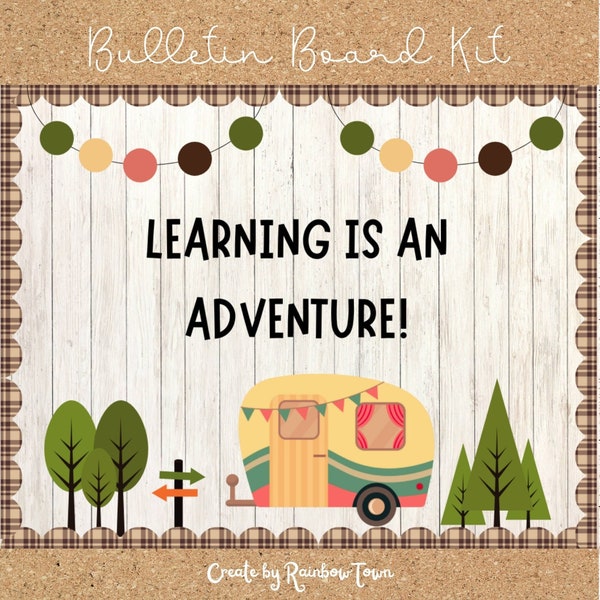Kit de tablón de anuncios de regreso a clases para aventuras de campamento Decoraciones para el aula