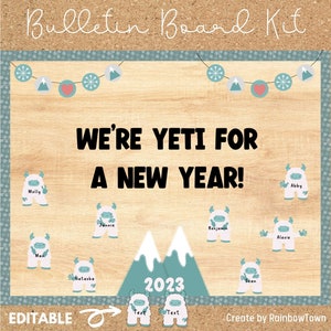 New Year Bulletin Board Kit Winter January Classroom Door Decor Printable