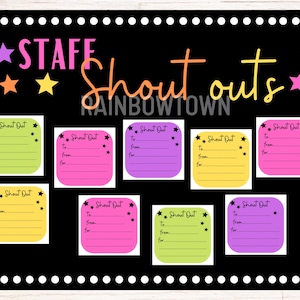 Kit de babillard Shout Outs Carte de remerciement du personnel imprimable en téléchargement numérique