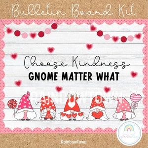 Valentine&#39;s Day Bulletin Board Kit Gnomes Classroom Decor Printable
