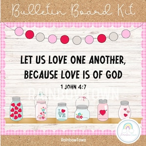 Valentine&#39;s Day Bulletin Board Bible Verse Church Decor Christian Classroom Decor Printable