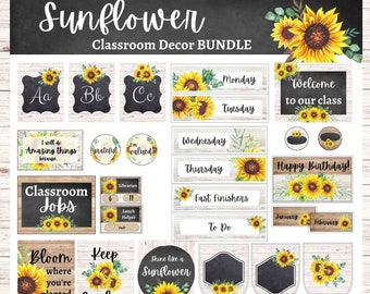 Sunflower Classroom Decor Bundle Complete Classroom Collection Printable
