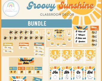 Groovy Sunshine Classroom Decor Bundle BOHO SUN Classroom Themed Printable