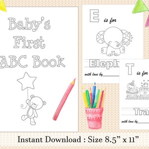 Baby First ABC Book Baby Shower Coloring Pages Baby First - Etsy