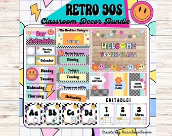 90s Groovy Retro Classroom Decor Bundle Printable
