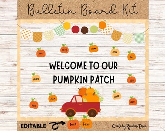 Pumpkin Patch Fall Bulletin Board Kit | Autumn Classroom Decorations Printable & Editable