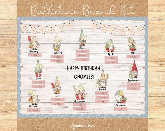 BOHO Rainbow Birthday Bulletin Board Birthday Display Editable - Etsy ...