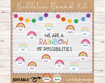 We are a Rainbow of Possibilities Bulletin Board Spring Summer Classroom Decor Editable