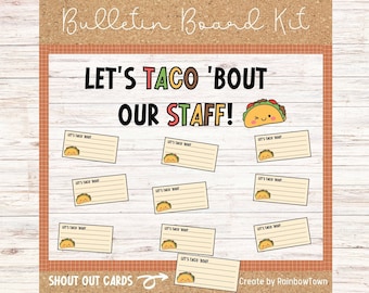 TACO Shout Out Bulletin Board Kit Personal Wertschätzung Shout Karte Printable