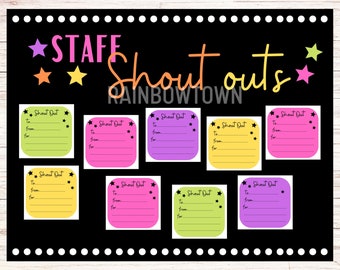 Shout Outs Bulletin Board Kit Staff Appreciation Shout Out Card Printable Digital Download