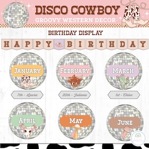 Disco Cowboy Birthday Bulletin Board Groovy Western Classroom Decor Printable