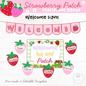 Strawberry Patch Classroom Decor Bundle Printable & Editable - Etsy
