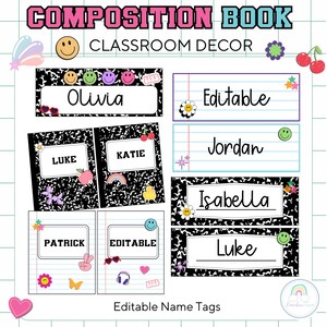 Composition Notebook Classroom Decor Bundle Retro Theme Decorations ...