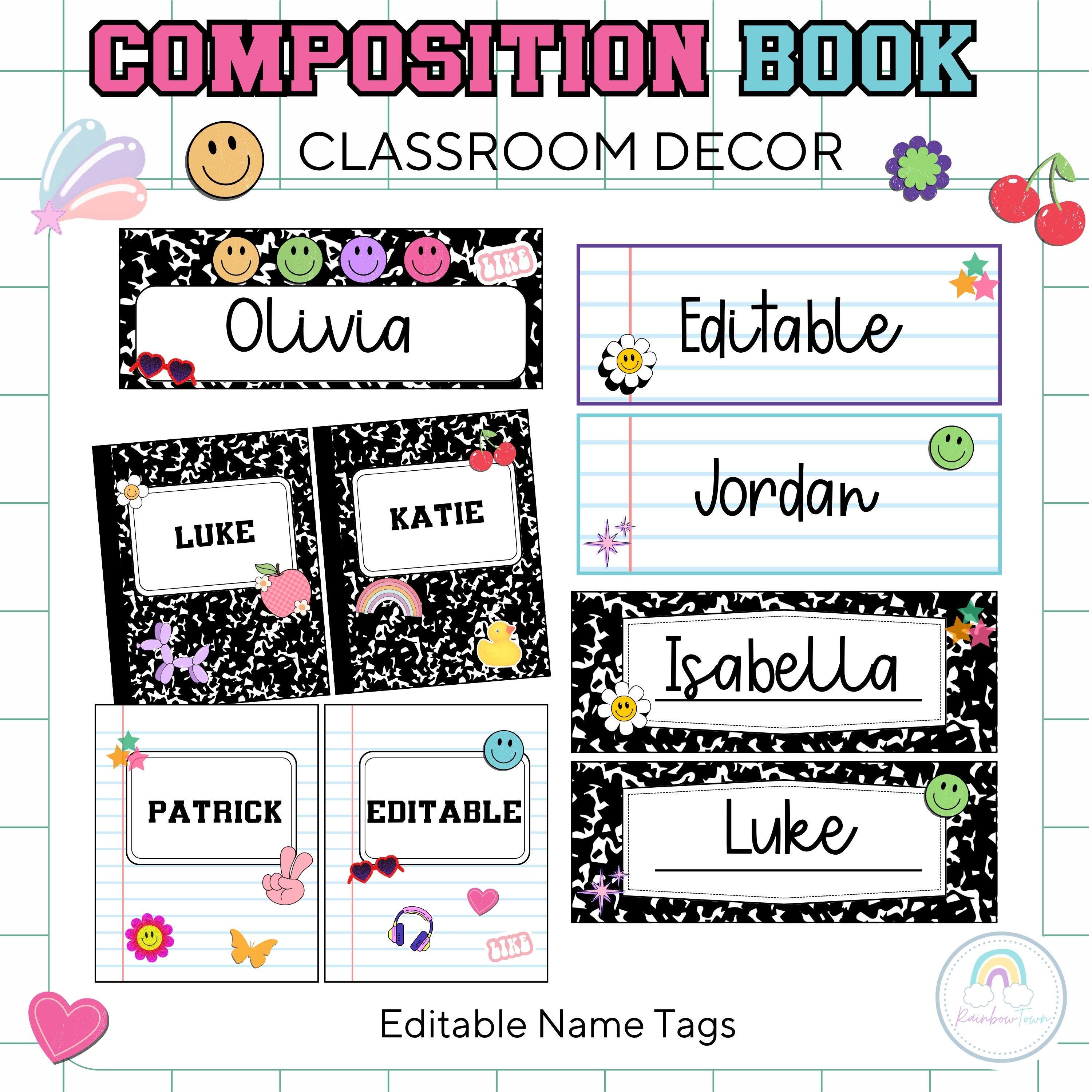 Composition Notebook Classroom Decor Bundle Retro Theme Decorations ...