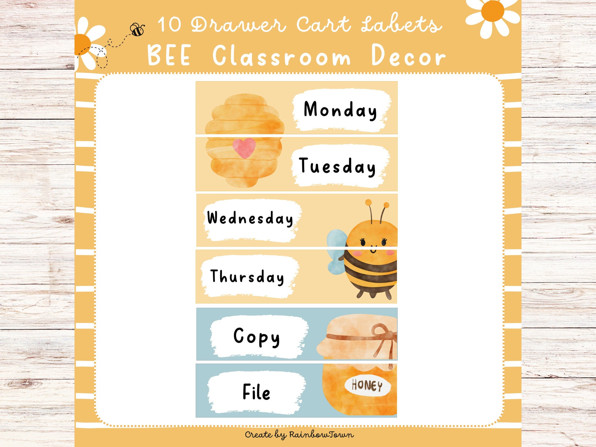 10 Drawer Cart Labels Editable Teacher Rolling Cart Labels BEE - Etsy