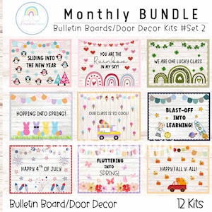 BUNDLE Monthly Bulletin Board Classroom Door Decor Year Long Bundle Printable