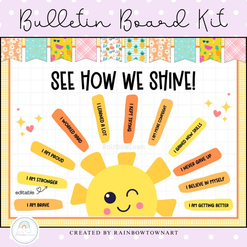 End of the Year Bulletin Board Kit Summer Sun Classroom Door Decor ...