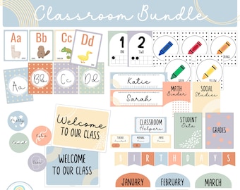 Neutral Boho Classroom Decor Bundle: Printable Collection, Printable & Editable