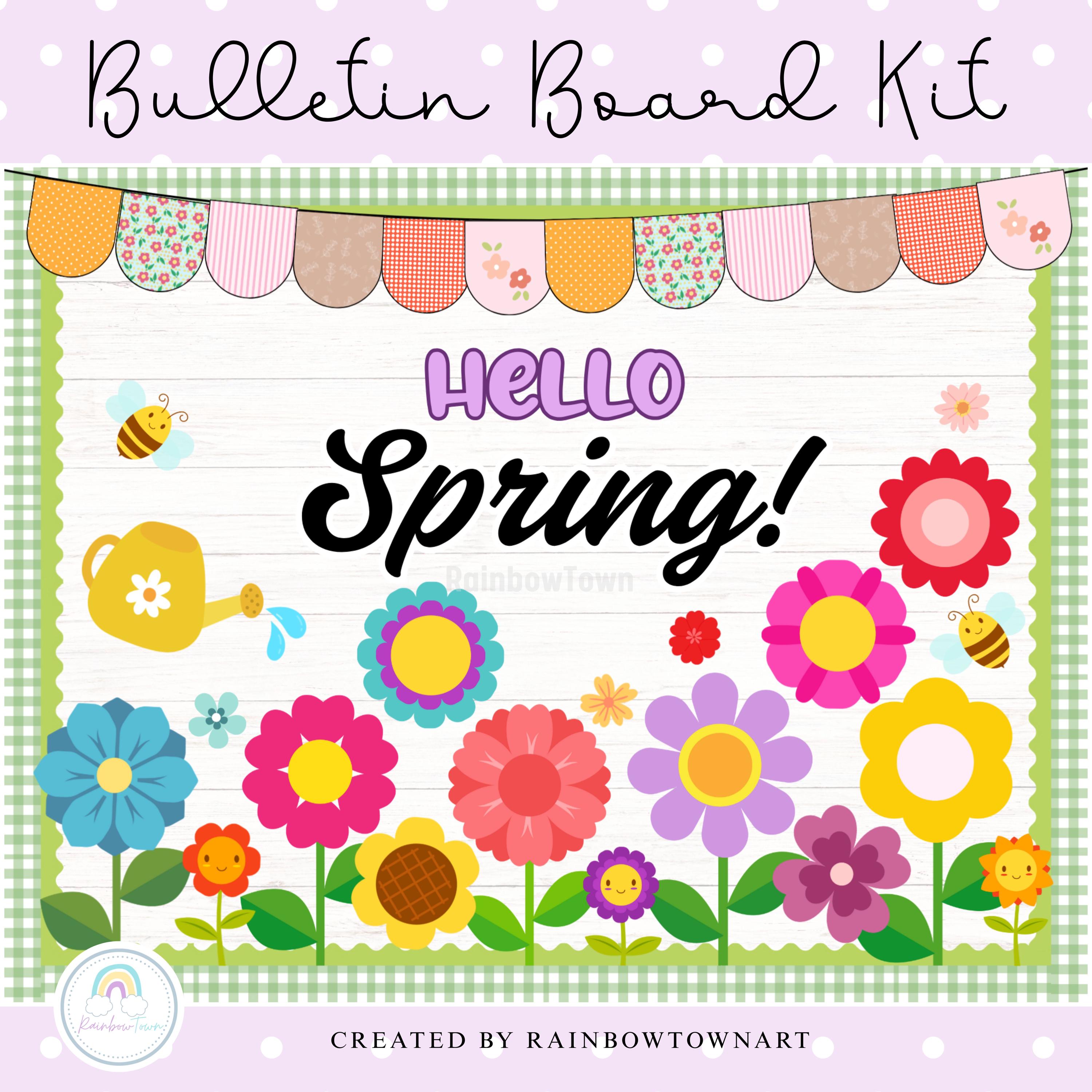 Spring Bulletin Board Kit Flower Classroom Decor Printable & Editable ...