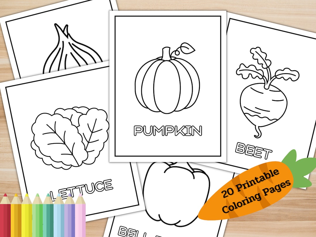 Vegetable Coloring Pages Kids Printable Coloring Sheet Instant - Etsy