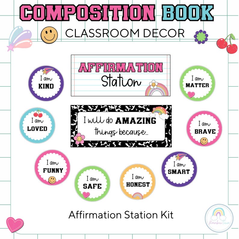 Composition Notebook Classroom Decor Bundle Retro Theme Decorations ...