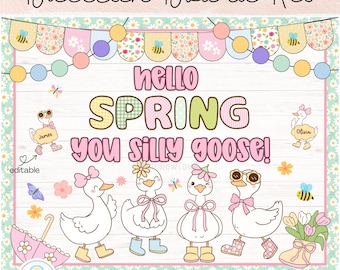 Spring Bulletin Board Kit Silly Goose Classroom Decor Printable & Editable