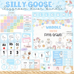 Goose Classroom Decor Bundle Groovy Pastel Decorations Printable & Editable