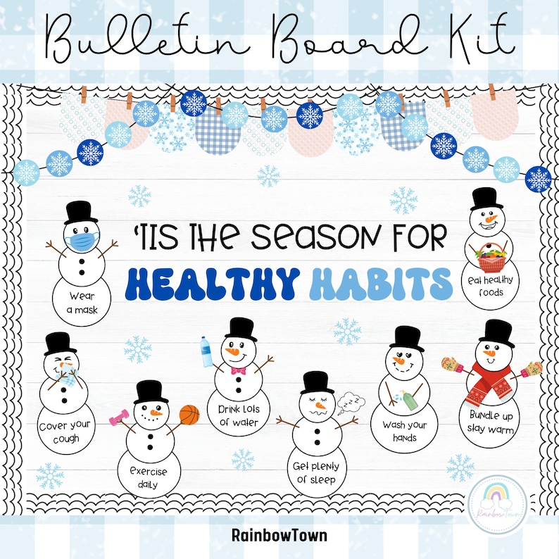Winter Bulletin Board Kit Healthy Habits Snowman School Nurse Classroom ...