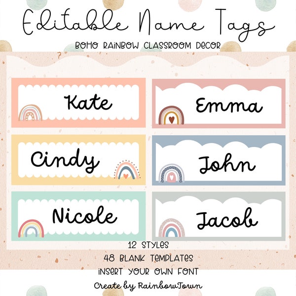 Rainbow Student Name Labels Etsy