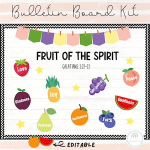 Back To School Bulletin Board Fruit of the Spirit Bible Verses Classroom Decor Printable