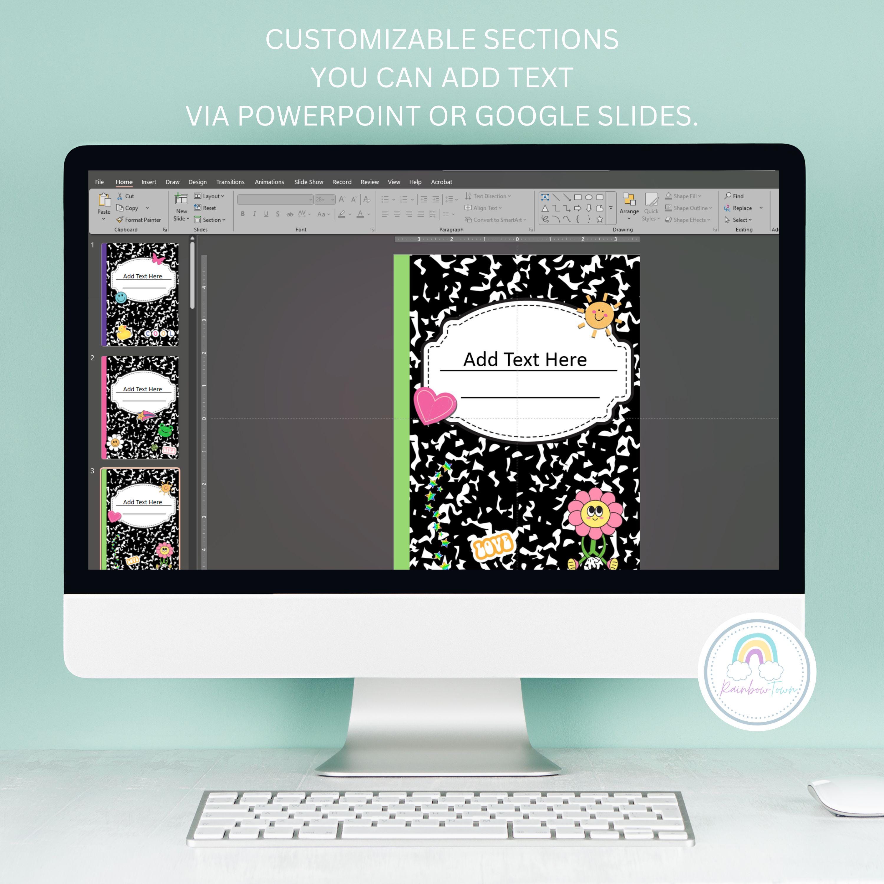 Binder Covers and Spines Editable Composition Notebook Classroom ...