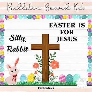 Easter Bulletin Board He is Risen Christian Classroom Decor Printable