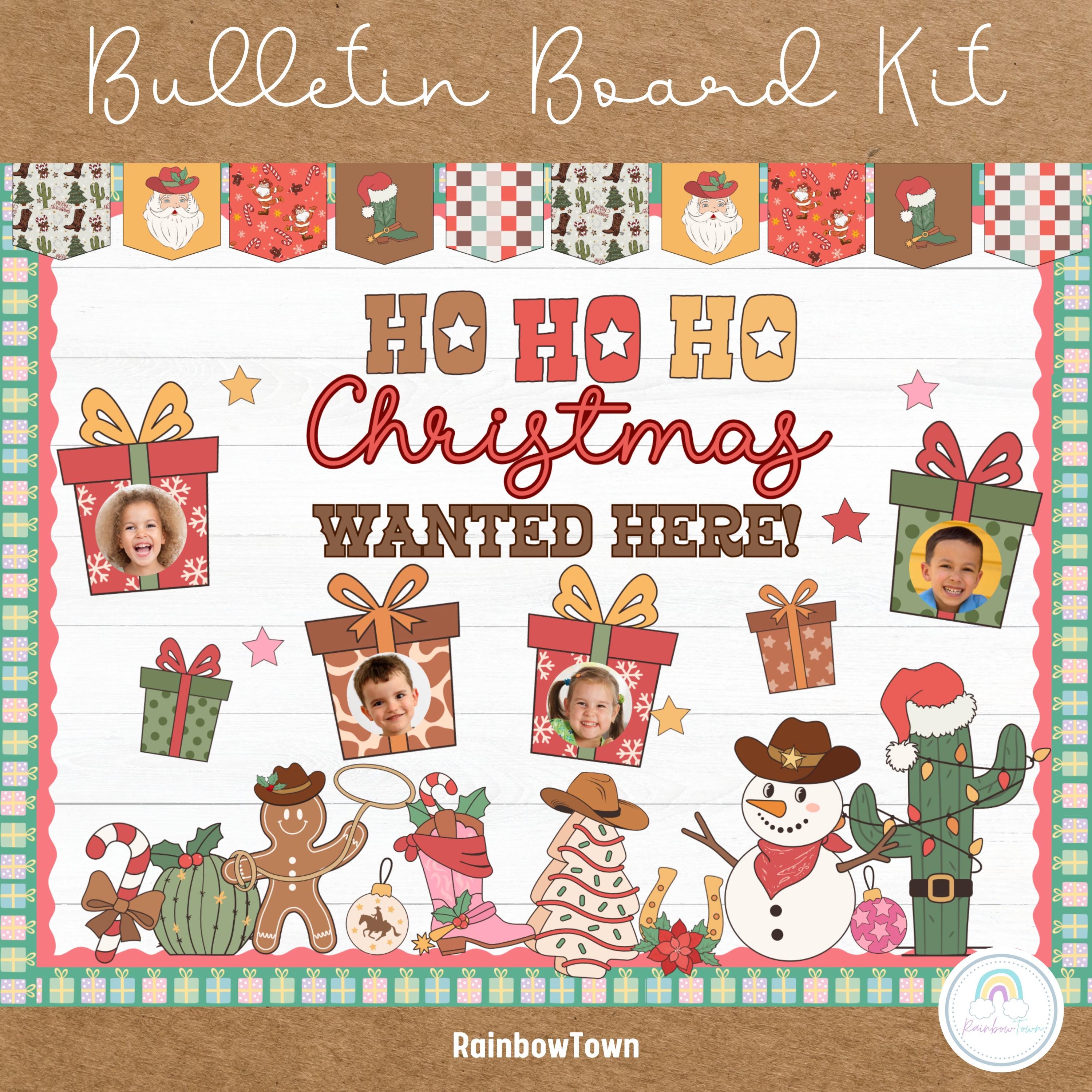 Cowboy Christmas Bulletin Board Kit | Holiday Classroom Decor ...