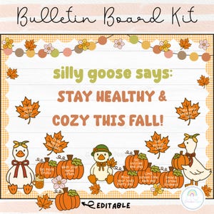 Healthy Habits Fall Bulletin Board Kit Silly Goose Classroom Decor Printable