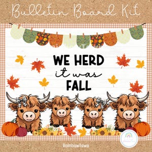 Highland Cow Fall Bulletin Board Kit | Autumn Classroom Decorations Printable