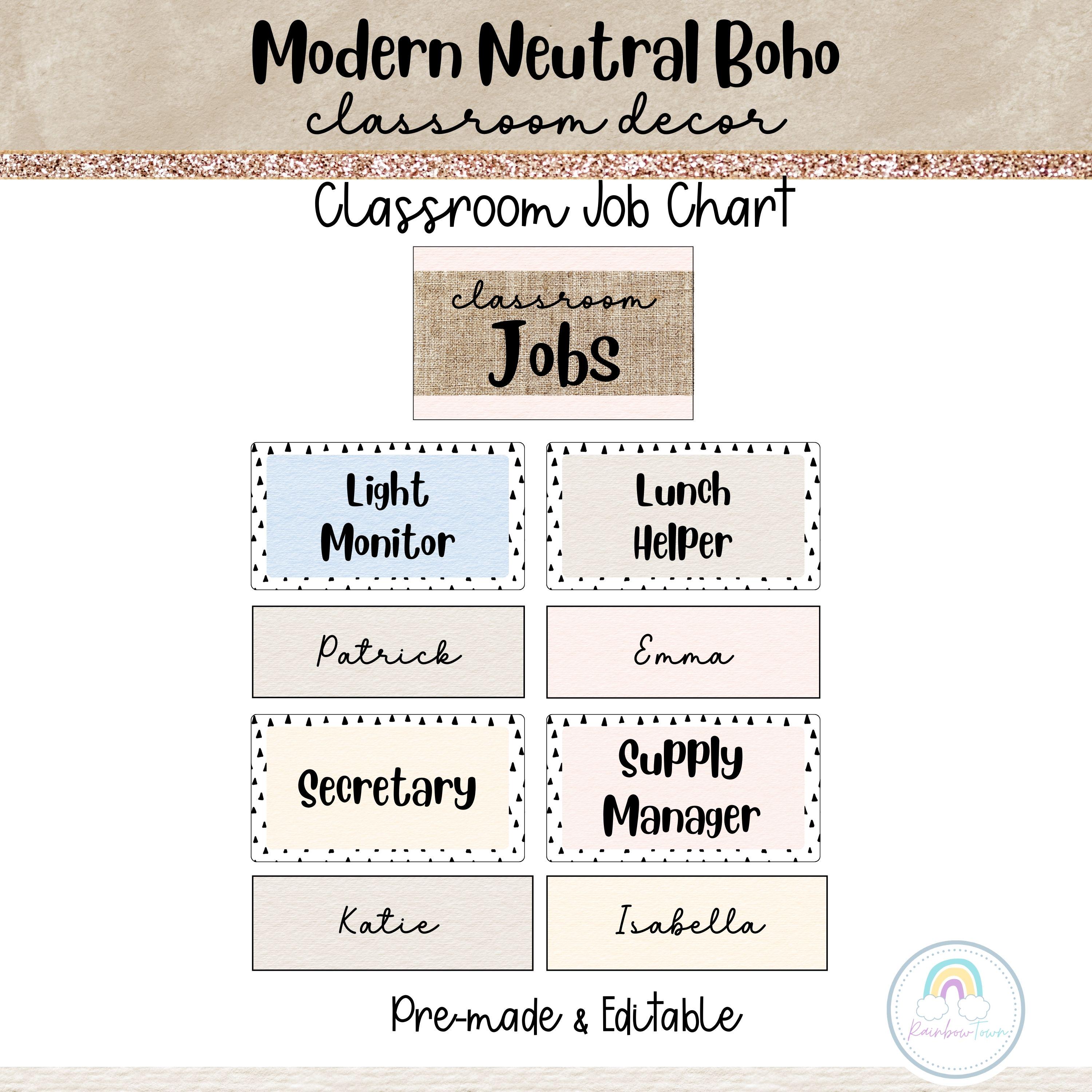 Modern Neutral Boho Classroom Decor Bundle Printable & Editable - Etsy