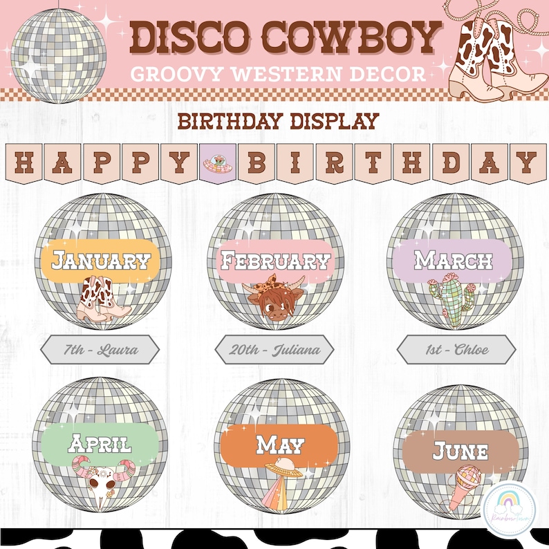 Western Cowboy Disco Classroom Decor Bundle Groovy Decorations ...