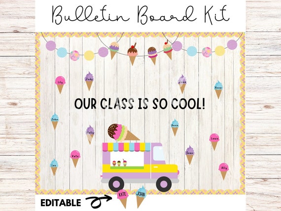 Summer Bulletin Board Kit Ice Cream Classroom Decor Printble & Editable
