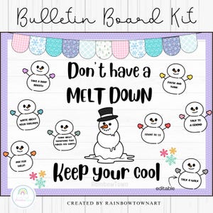 Winter Bulletin Board Kit Snowman Mental Health Classroom Decor Printable & Editable