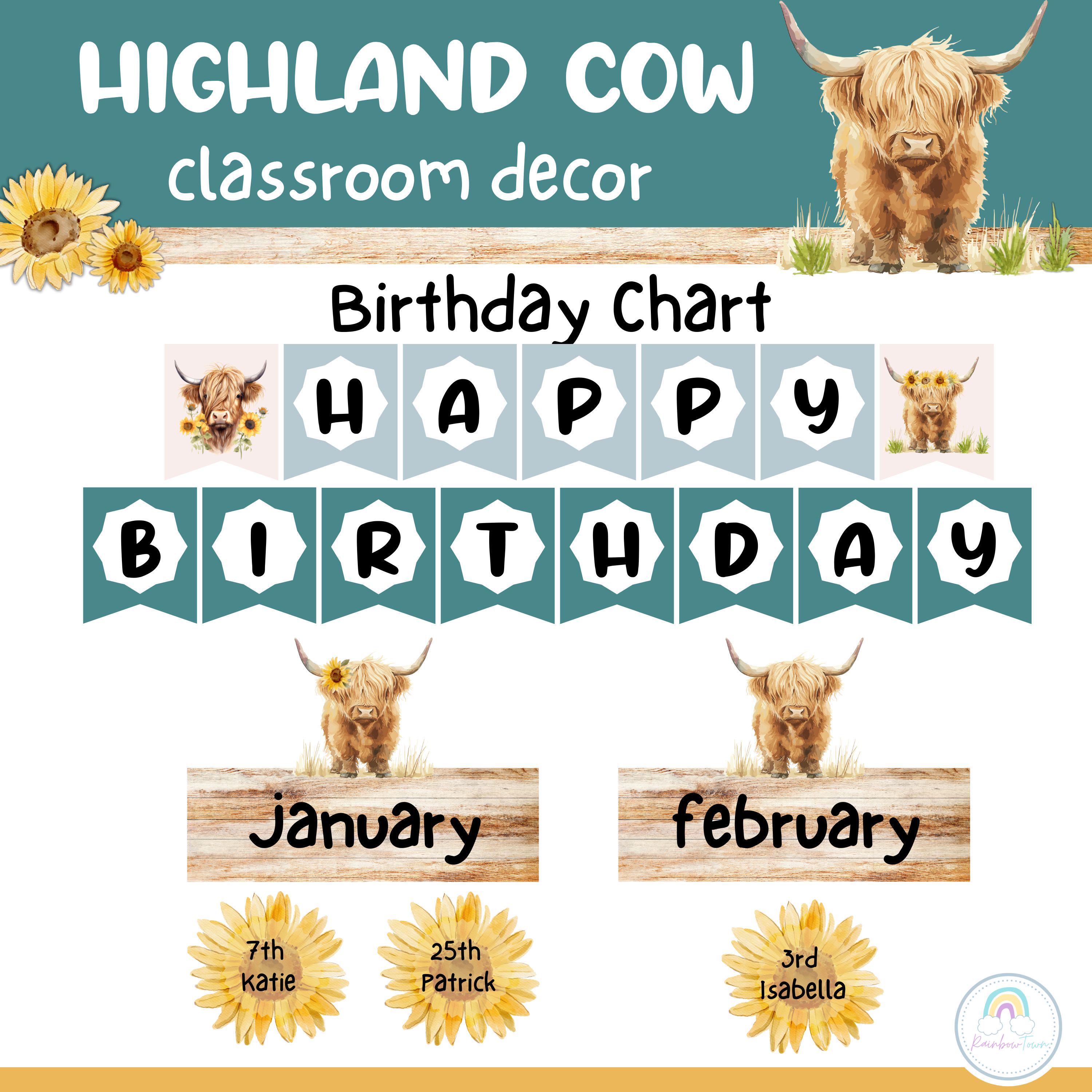 Highland Cow Classroom Decor Boho Neutral Theme Decorations Printable ...