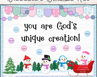 Winter Bulletin Board Kit Snowflakes Classroom Decorations Editable ...