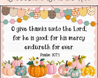 Fall Bulletin Board Pastel Pumpkin Christian Classroom Decor Printable