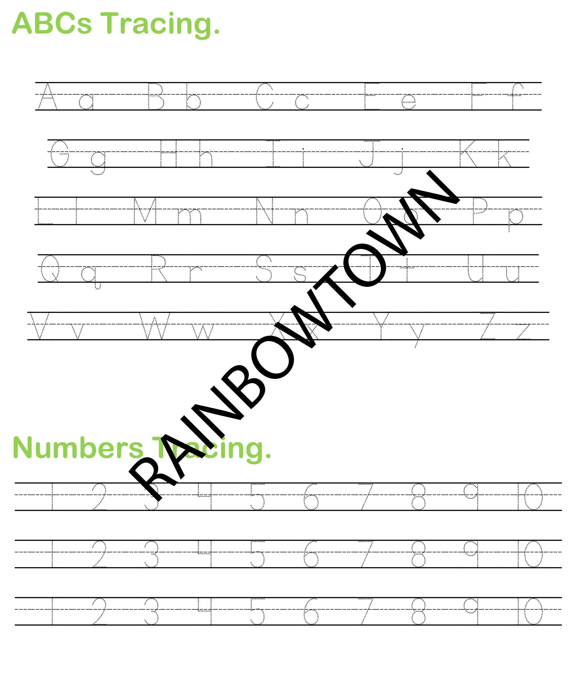 Tracing worksheets Printable Alphabet ABCs Number Words | Etsy