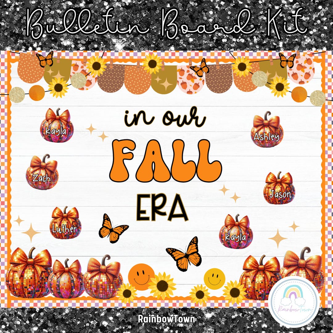Fall Bulletin Board Kit | in Our Fall Era | Disco Pumpkin Door Decor ...