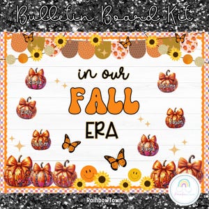 Retro Fall Bulletin Board Kit Disco Pumpkin Classroom Decor Printable